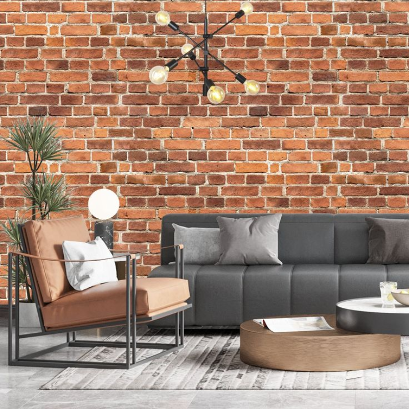 Phong cách vintage nổi bật qua giấy dán tường giả gạch đỏ