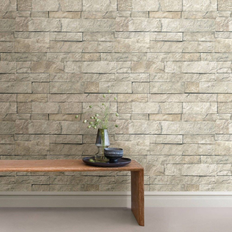 Bức tường giả gạch mang phong cách mộc mạc, ấn tượng
