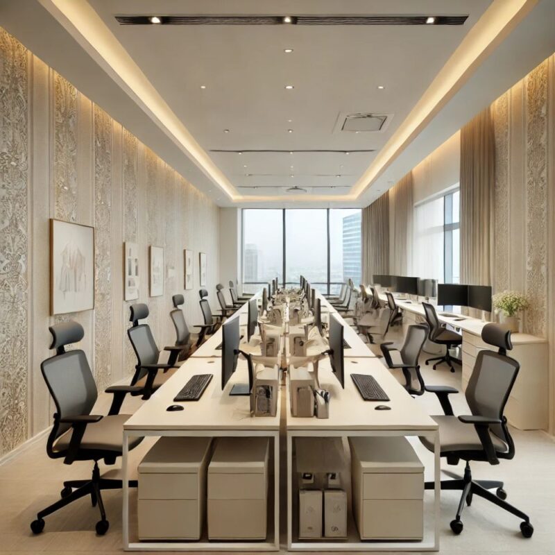 Giấy dán tường hoa văn cổ điển tạo vẻ sang trọng cho văn phòng