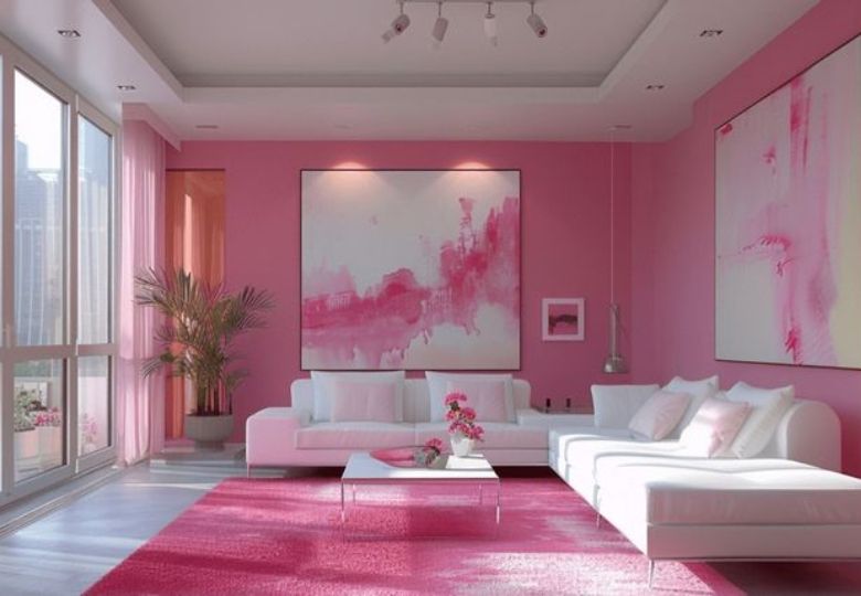 Giấy dán tường màu hồng