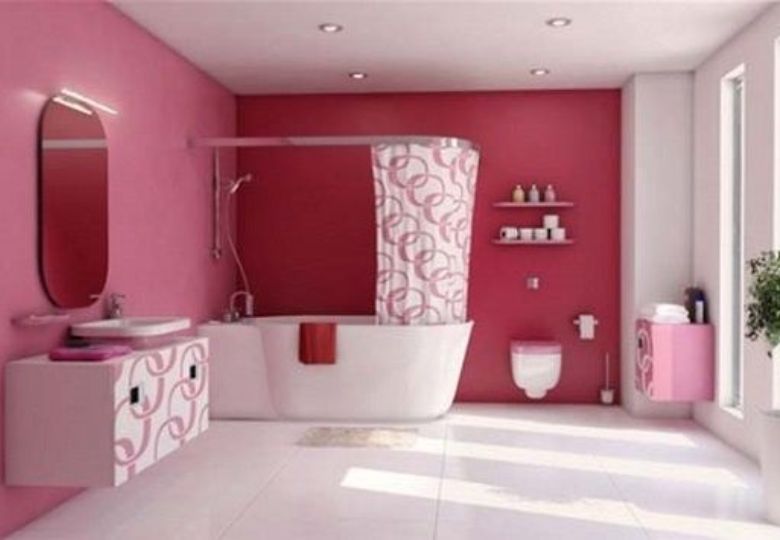 Giấy dán tường màu hồng đậm chất lượng cao, bề mặt mịn và bám dính tốt