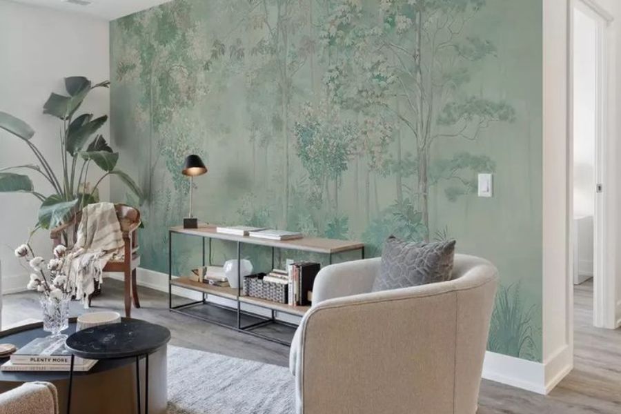 Giấy dán tường màu xanh ngọc