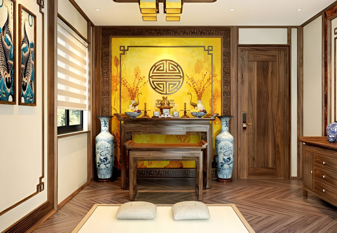 Mẫu giấy dán tường phòng thờ
