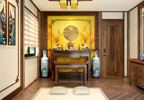 Mẫu giấy dán tường phòng thờ