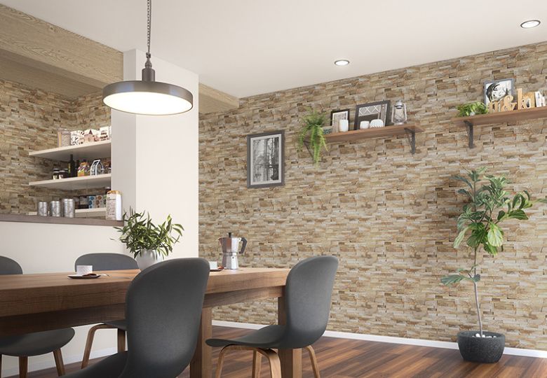Giấy dán tường giả gạch đa sắc