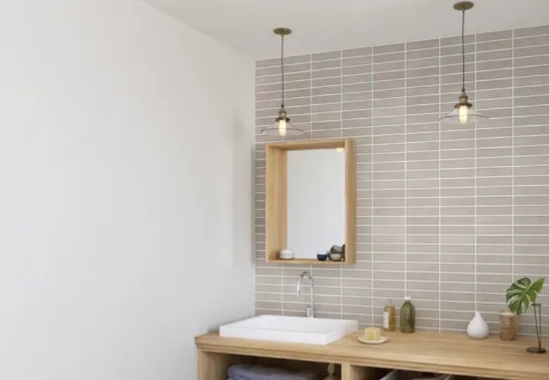 Giấy dán tường giả gạch nhà tắm đẹp