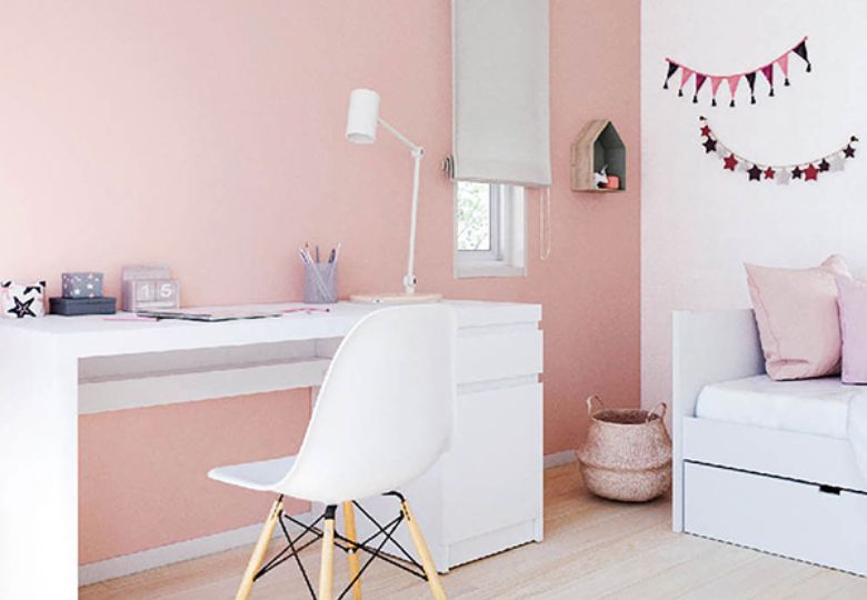 Giấy dán tường tone hồng nhạt, phong cách hiện đại