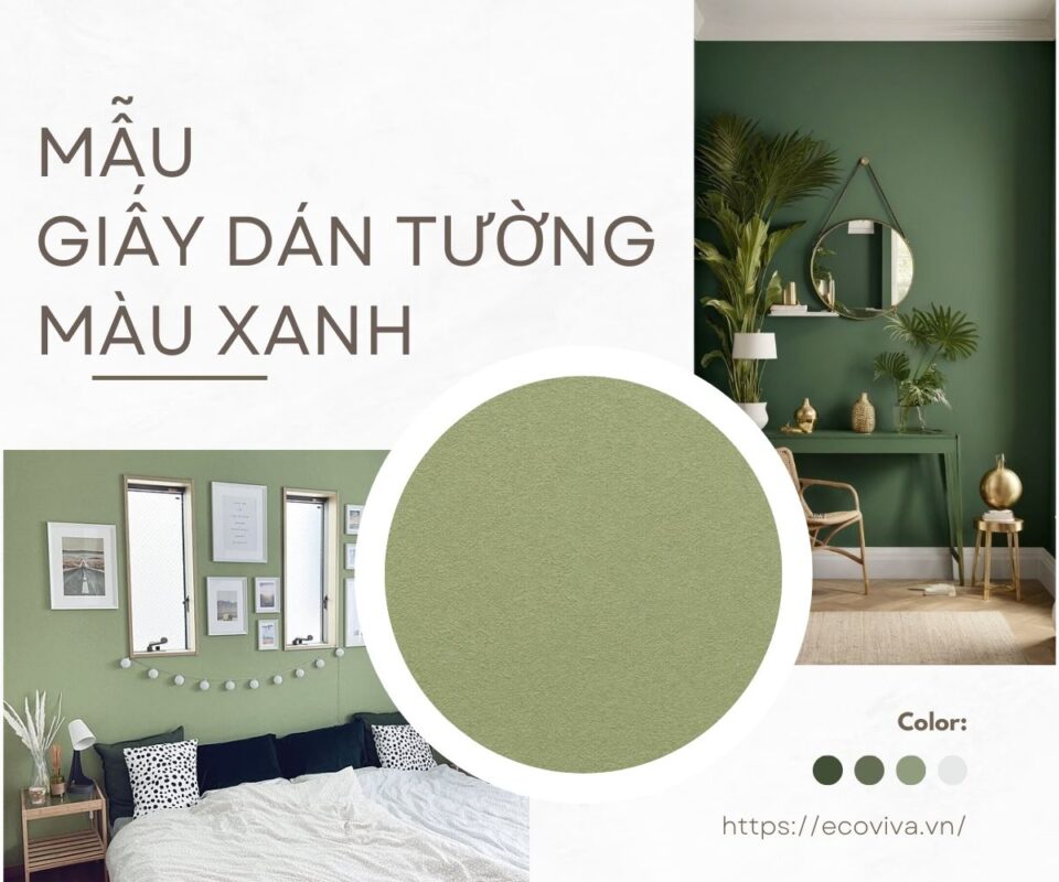 Mẫu giấy dán tường màu xanh