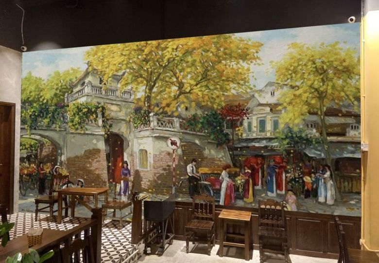 Giấy dán tường quán cafe
