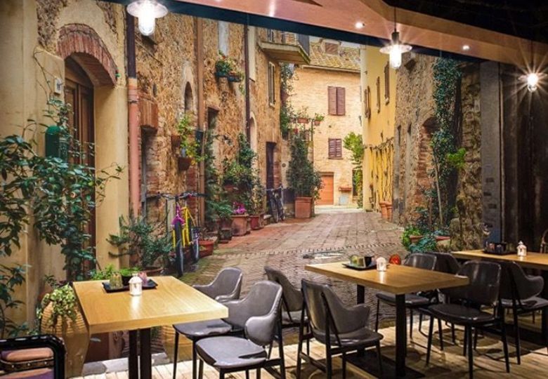 Giấy dán tường quán cafe