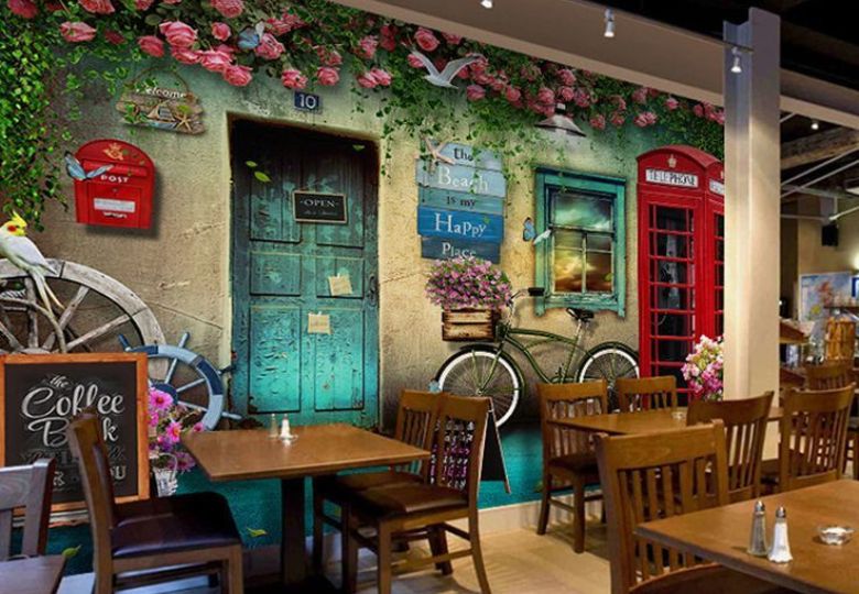 Giấy dán tường quán cafe