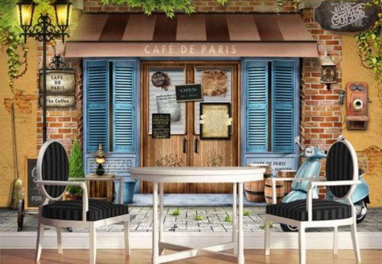 Mẫu giấy dán tường quán cafe 3D