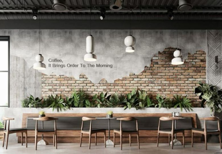Giấy dán tường quán cafe