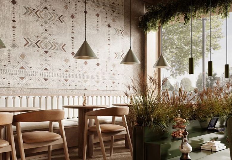 Giấy dán tường quán cafe