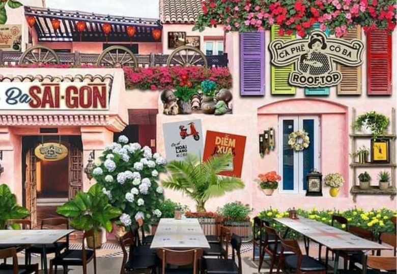 Giấy dán tường quán cafe
