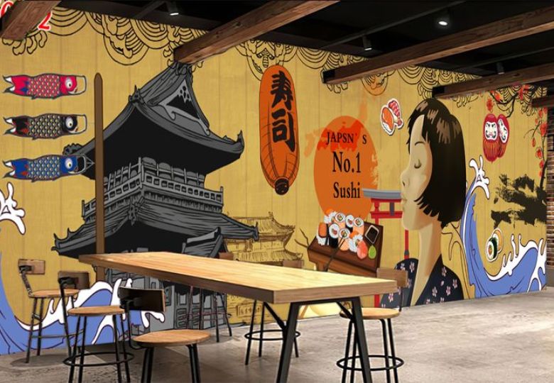 GIấy dán tường quán cafe