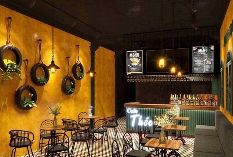 Giấy dán tường quán cafe
