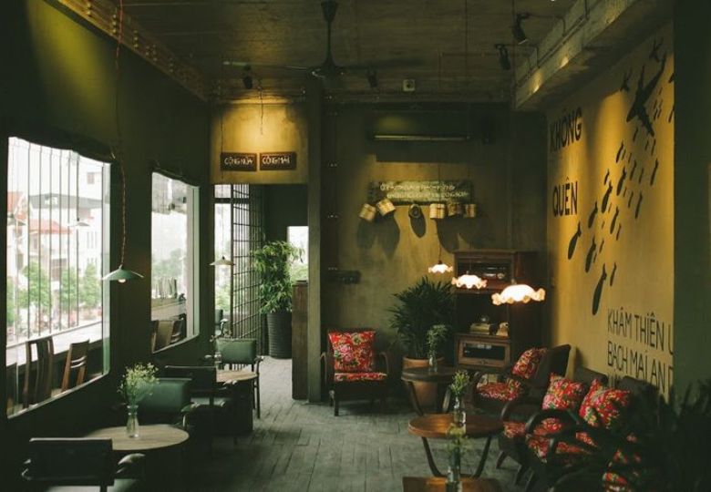 Mẫu giấy dán tường quán cafe