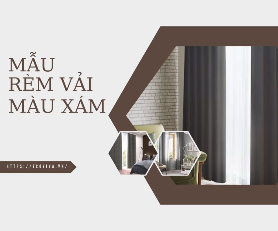 Mẫu rèm vải màu xám