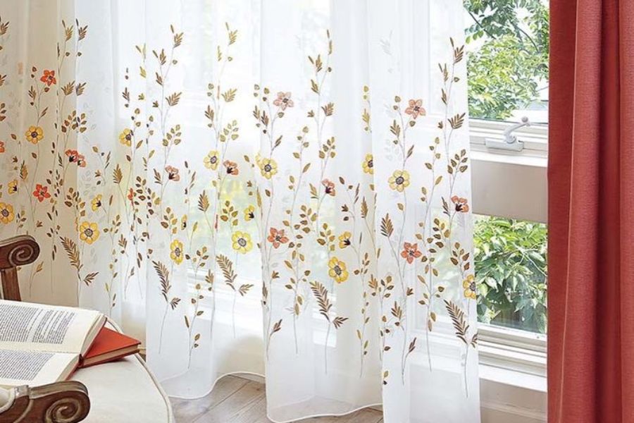 Vải may rèm Thêu 2 mặt