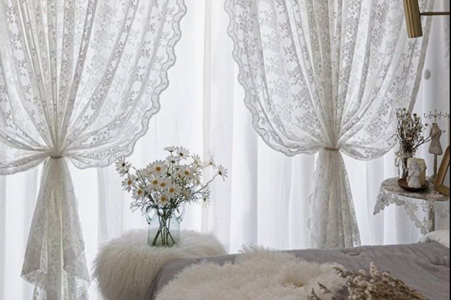 Vải may rèm chất liệu Ren