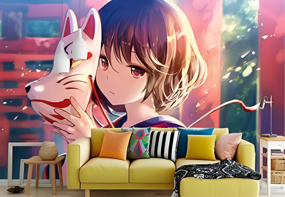 Giấy dán tường phòng khách anime nổi bật