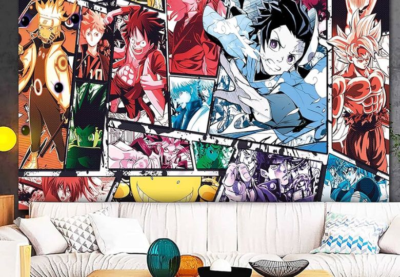 Giấy dán tường anime kết hợp hài hòa giữa màu sắc và nhân vật