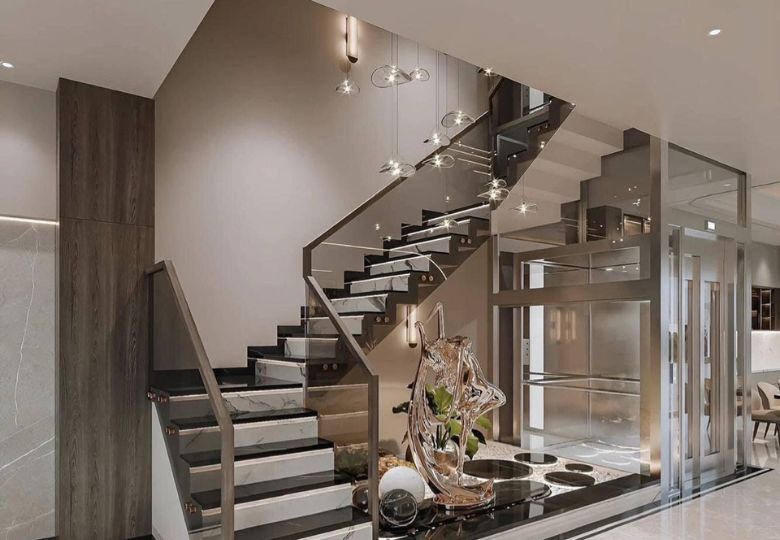 Mẫu giấy dán tường cầu thang đẹp