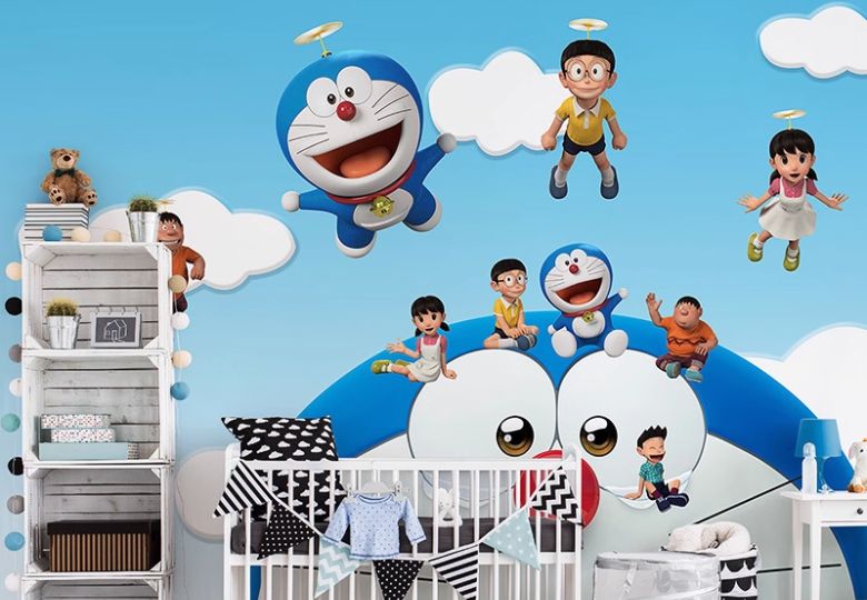 Mẫu tranh dán tường 3D Doremon