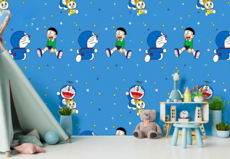Giấy dán tường Doremon sắc nét, sống động như truyện tranh