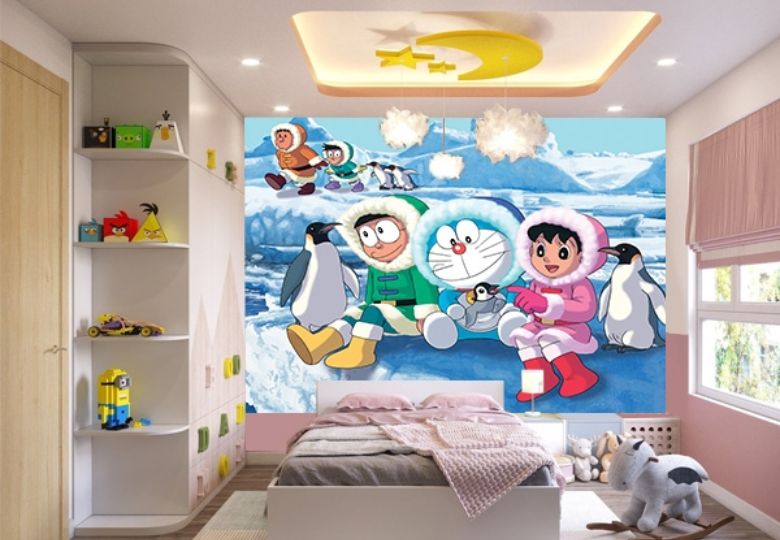 Doremon phiêu lưu cùng bảo bối, tạo điểm nhấn bắt mắt cho tường