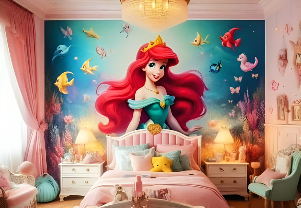 Tạo điểm nhấn đầy mê hoặc với tranh dán tường công chúa Disney 3D