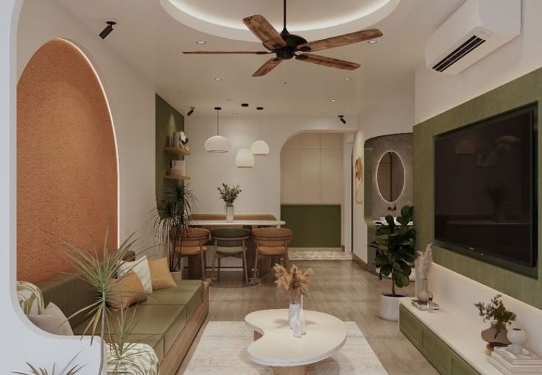 Giấy dán tường phòng khách nhà ống
