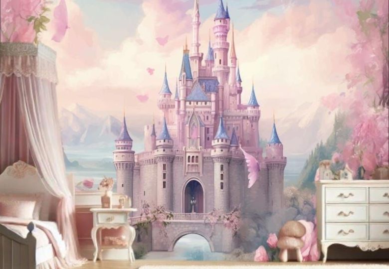 101+ Giấy dán tường phòng ngủ cho bé gái hình công chúa, hello kitty, đám mây