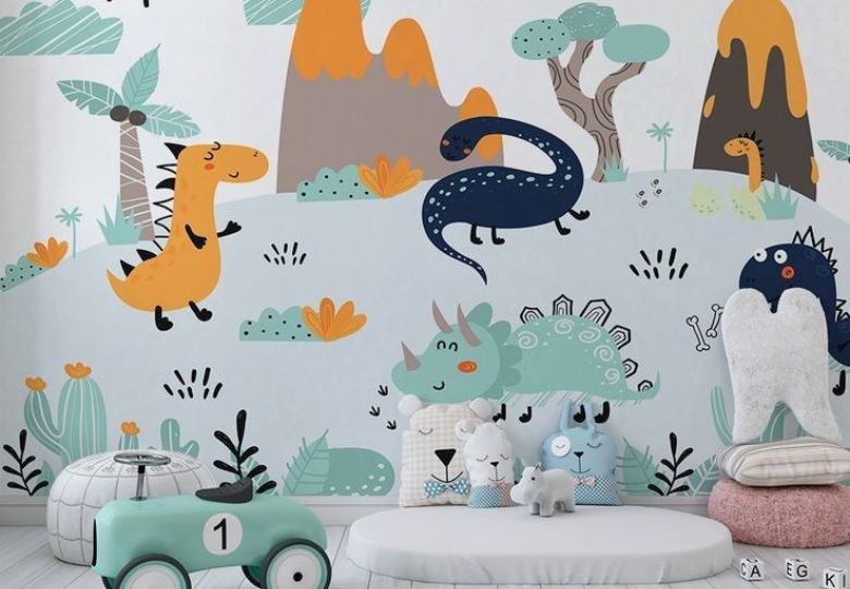 Họa tiết động vật hoạt hình dễ thương giúp phòng bé thêm phần tươi sáng