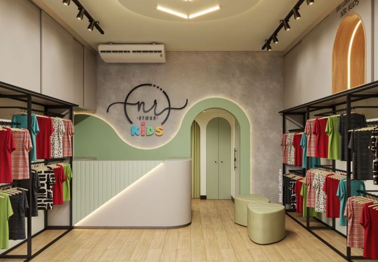 Mẫu giấy dán tường shop quần áo