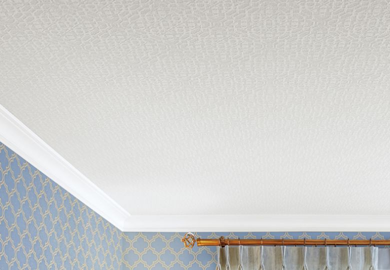 Giấy dán tường trần trắng họa tiết giả vải dệt, đơn giản mà thanh lịch