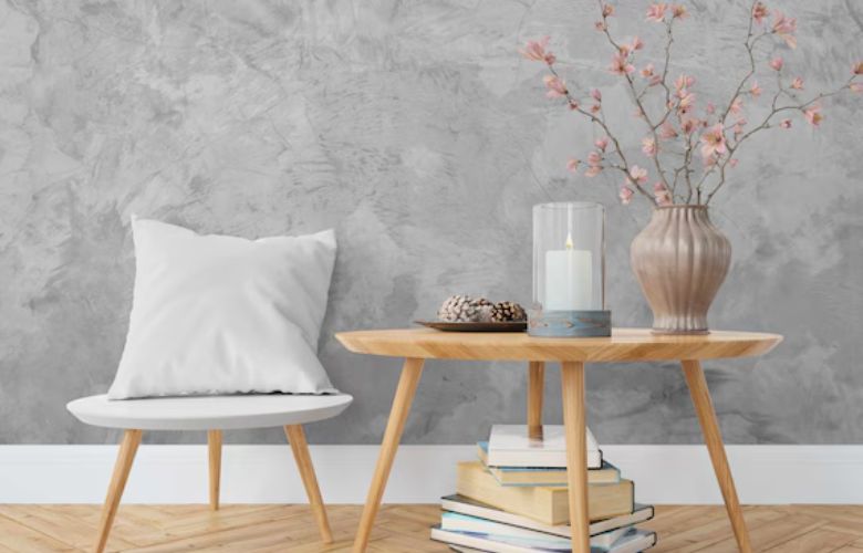 Trang trí nội thất bằng giấy dán tường giả bê tông xi măng