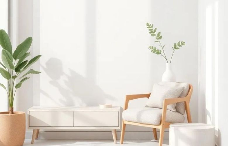 Giấy dán tường màu trắng sáng dễ kết hợp nội thất 
