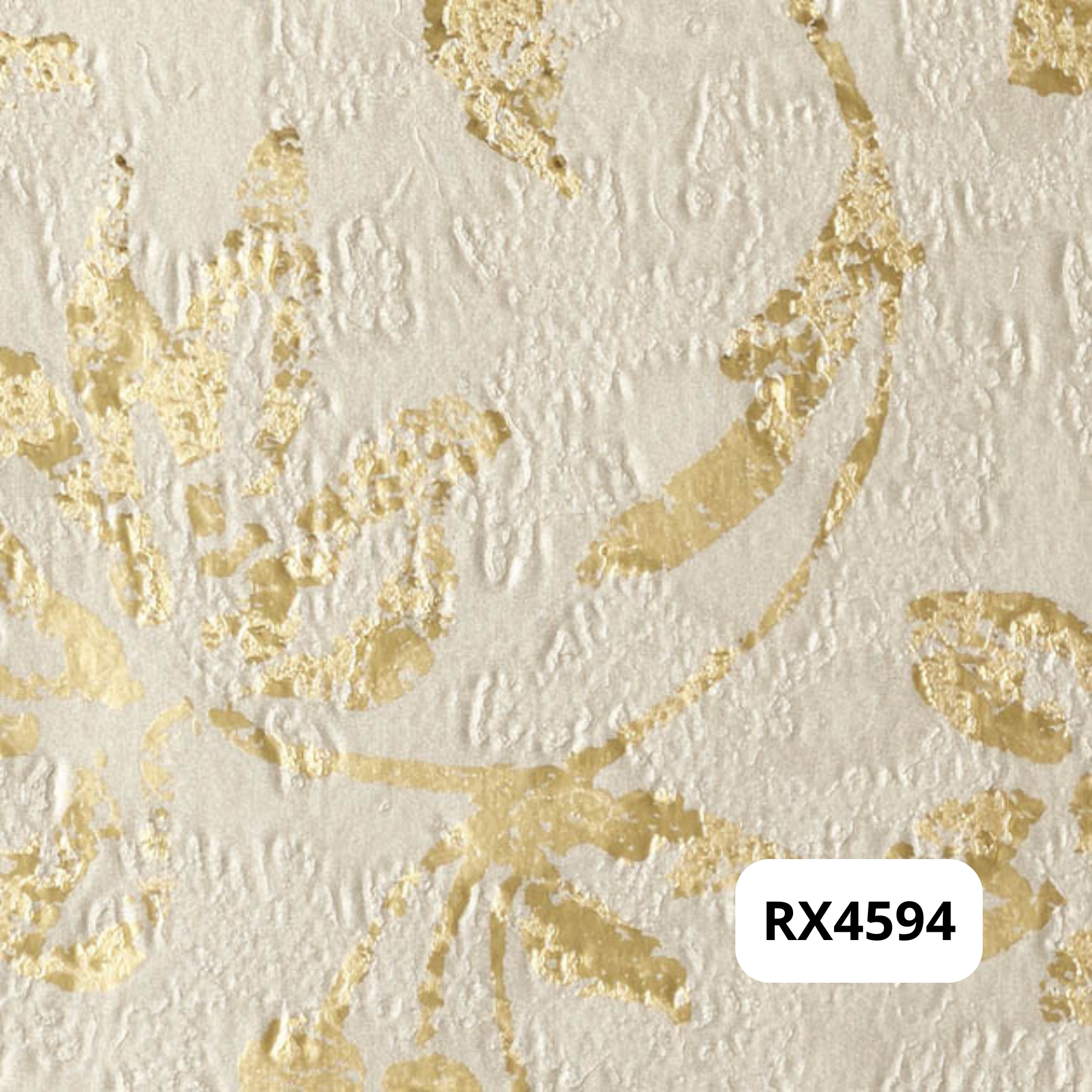 Film dán nội thất Reatec - RX4594 - Nền trắng, vân hoa dát vàng