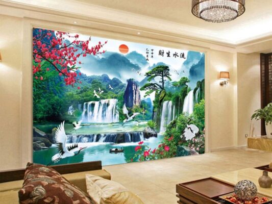 Tranh giấy dán tường phong thủy thu hút tài lộc