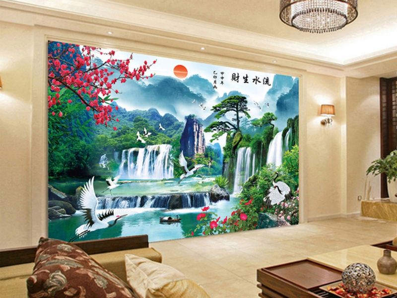 Tranh giấy dán tường phong thủy thu hút tài lộc