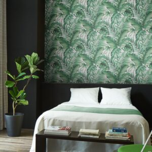 Giấy dán tường Sangetsu Fine – FE74454 - Họa tiết lá cọ màu xanh