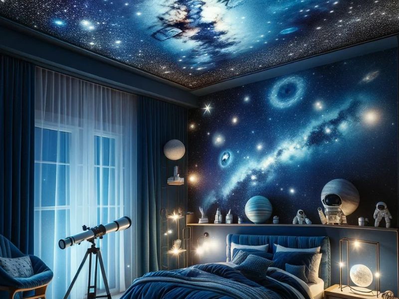 Giấy dán tường vũ trụ - Biến phòng ngủ thành thiên hà huyền ảo