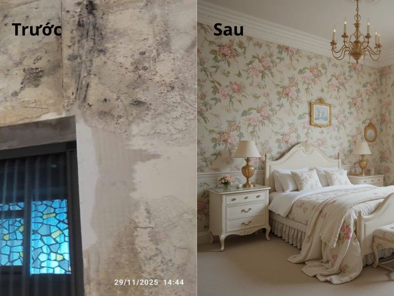 tường ẩm có dán giấy dán tường được không