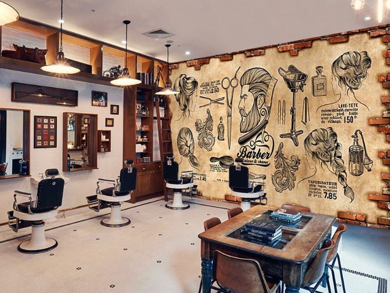 Giấy dán tường tiệm tóc