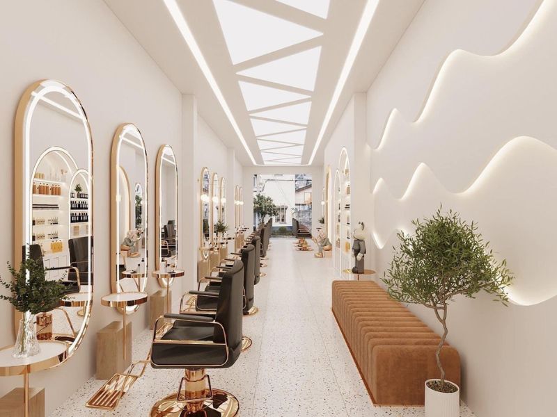 Giấy dán tường salon tóc sang trọng