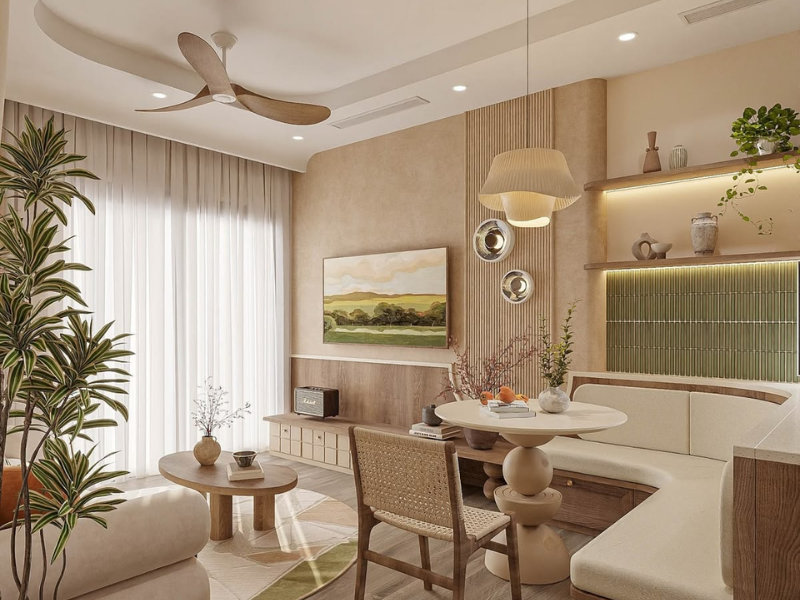 Giấy dán tường Bắc Âu tạo nên không gian thông thoáng