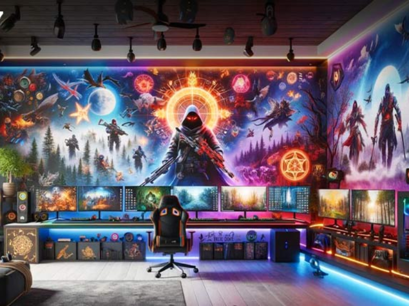 Giấy dán tường gaming 3D tạo chiều sâu cho không gian