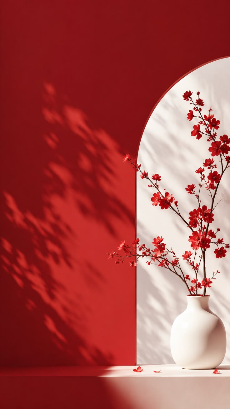 giấy dán tường đỏ